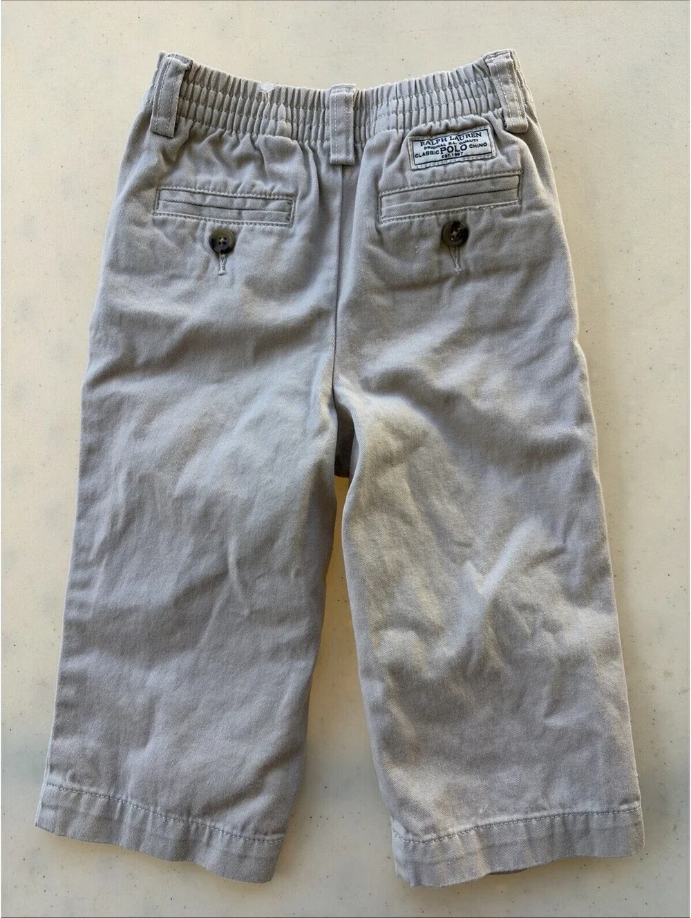 Polo Ralph Lauren Baby Khaki Pants Beige 18M Elastic Waist Cotton Twill Chino